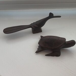 Wooden Fish and Turtle an d road runner  Figurine Set